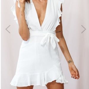 Best Life Ruffle Shoulder Keyhole Back Dress